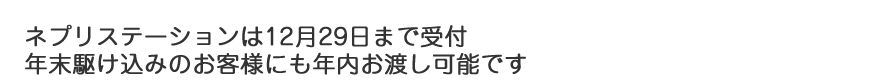 ネプリステーションは12月29日まで受付 年末駆け込みのお客様にも年内お渡し可能です